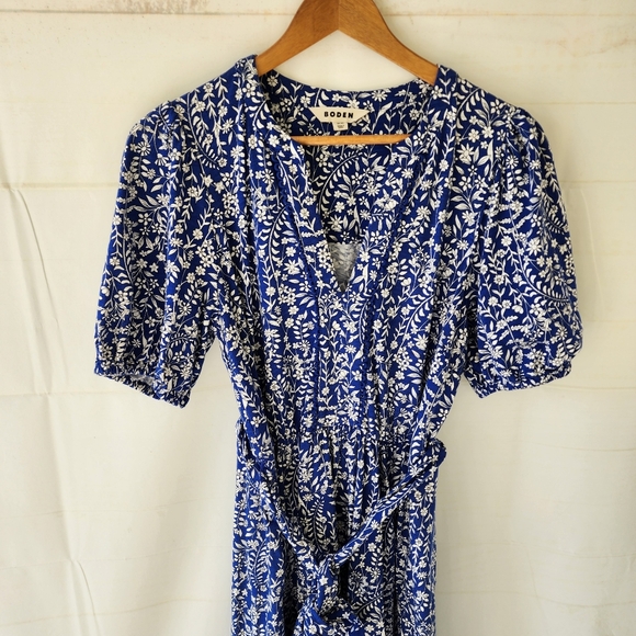 Boden Sofia Trim Jersey Blue Floral Midi Dress - Picture 4 of 13